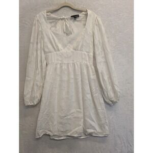 SBETRO White Textured Puff Sleeve Square Neck Mini‎ Dress Womens Size S